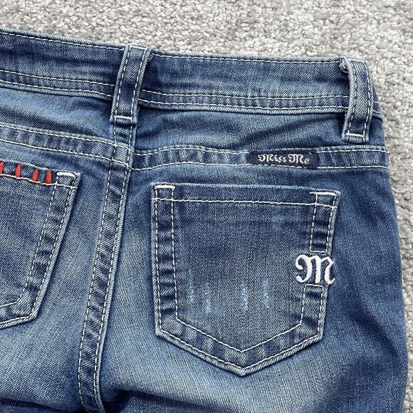 Miss Me Jeans Girls 8 Skinny Blue Denim Distressed Rips Floral Kids Stretch - Picture 8 of 13